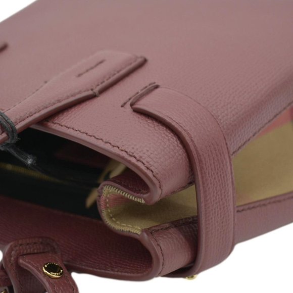 BURBERRY Banner Small House Check Leather Tote Shoulder Bag Maroon - Picture 7 of 14